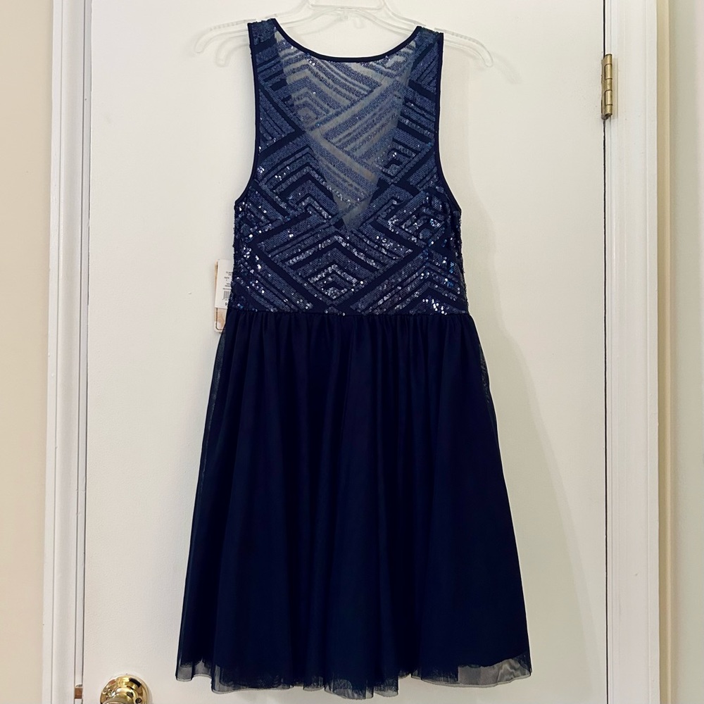 Navy Sequin & Tulle Dress